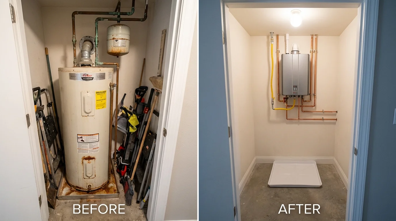 Tank water heater versus wall-mounted tankless unit comparison for Bryan, OH homeowners