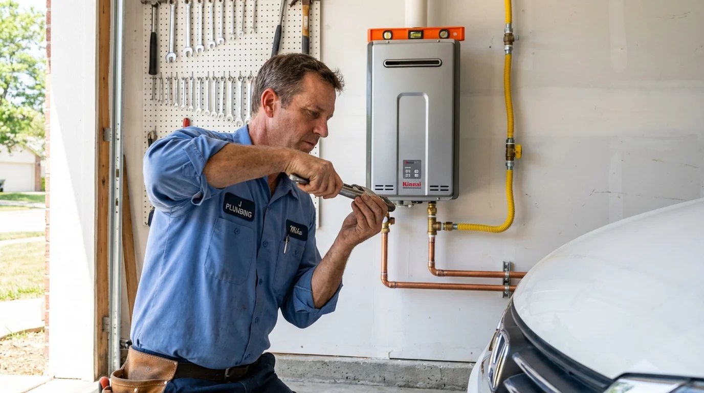 Tankless water heater installation by a Johns Plumbing LLC plumber in Bryan